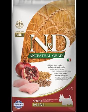 FARMINA N&amp;D Ancestral Grain Dog Senior Mini Hrana uscata pentru caini senior de talie mica, cu pui si ovaz 2.5 kg