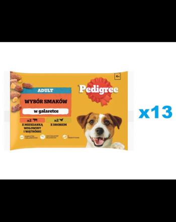 PEDIGREE Adult 52x100g plicuri hrana caine, cu vita, ficat si pasare in aspic