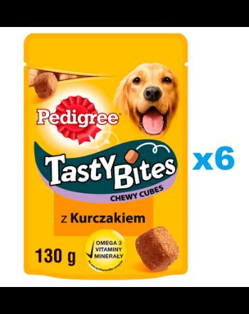 PEDIGREE Tasty Bites Chewy Cubes Set recompense cu pui pentru caine 6x130 g