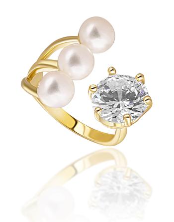 JwL Luxury Pearls Inel placat cu aur cu perle reale și cristal JL0694