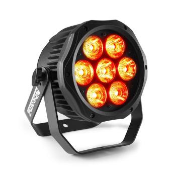 Beamz Professional BWA410, LED PAR, 7 x 10 W, 4 în 1 diode LED, RGBW, impermeabil, negru