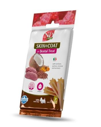 FARMINA N&amp;D Quinoa Dental Treat Skin Coat Venison Mini 60 g batoane dentare pentru caini talie mica, cu vanat