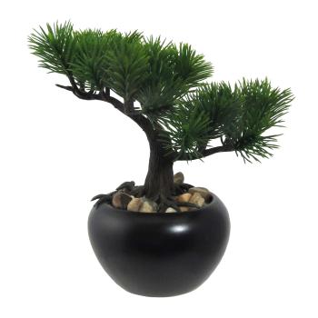 Bonsai artificial Pin, în ghiveci, verde, 19 cm