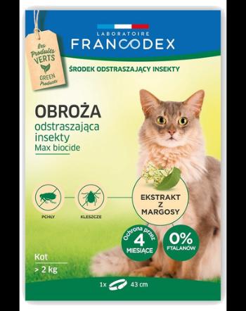 FRANCODEX Zgarda anti-purici si insecte pentru pisici, de peste 2 kg - 4 luni de protectie, 43 cm