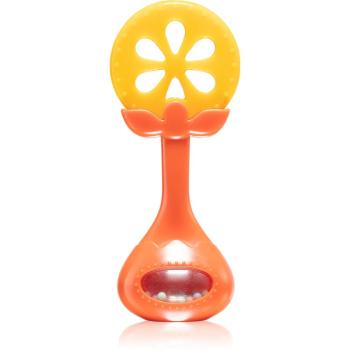 BabyOno Have Fun Teether jucărie pentru dentiție cu zornăitoare Juicy Orange 1 buc