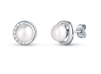 JwL Luxury Pearls Cercei fini din argint cu zirconii și perlă autentică JL0832-68