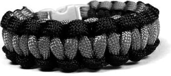 Cordell Brățară Paracord Solomon Black-Grey cu fire reflectorizante XL (20-21 cm)