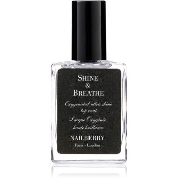 NAILBERRY Shine & Breathe Oxygenated Ultra Shine Top Coat lac de unghii pentru o protecție perfectă și strălucire intensă 15 ml