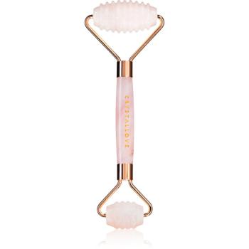 Crystallove Rose Quartz 3D Teeth Roller rolă pentru masaj faciale 1 buc