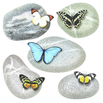 Decorațiune autocolantă Butterflies on Stones, 30 x 30 cm