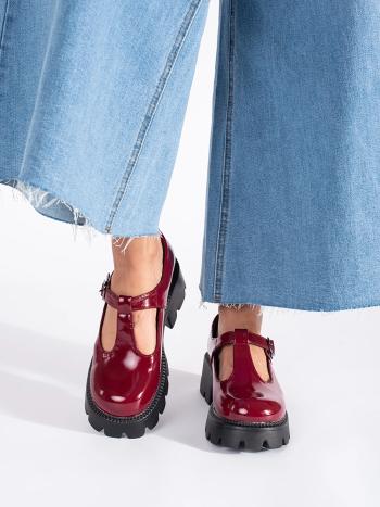 Cizme cu platformă pentru femei burgundy