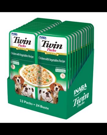 INABA Dog Twin hrana caini 24x40 g cu pui, legume in supa