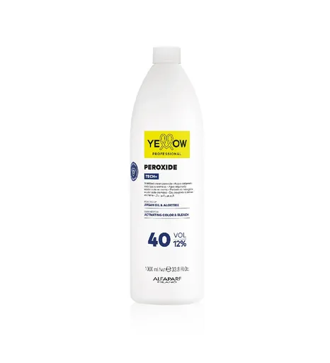 YELLOW Peroxide Tech+ 12% 40Vol– Emulsie Oxidanta Profesionala pentru Colorare Uniforma si Stralucitoare, 1000ml