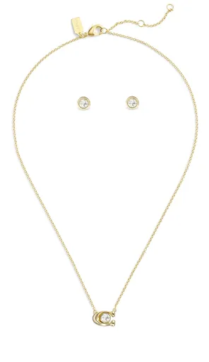 Coach Set de bijuterii placate cu aur cu cristale (colier, cercei) 37412845GLD110