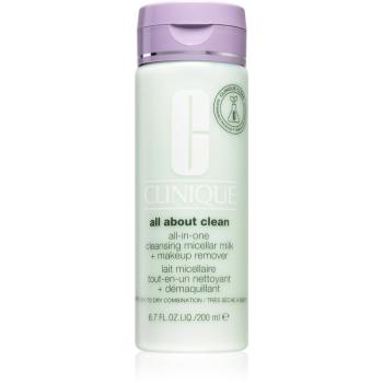 Clinique All About Clean All-in-One Cleansing Micellar Milk + Makeup Remover lapte demachiant delicat uscata si foarte uscata 200 ml