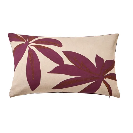Pernă dreptunghiulară cu imprimeu de frunze
