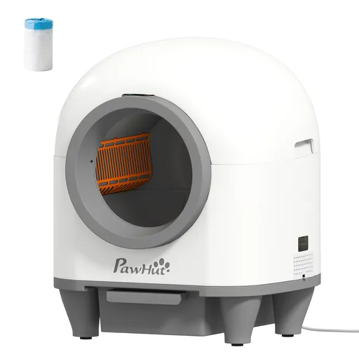 PawHut Litiera auto-curățătoare de 80L pentru Pisici 1-5 kg din PP Alb și Gri | Aosom Romania