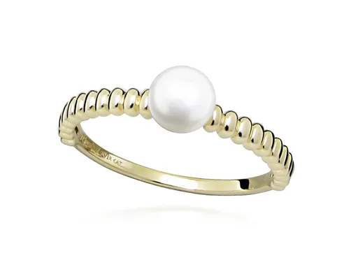Silver Cat Inel gingaș placat cu aur cu perlă de apă dulce reală SC578 60 mm