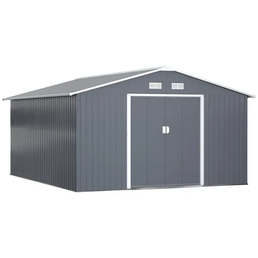 Outsunny magazie unelte, sopron din otel galvanizat, casuta de gradina pentru unelte de gradina 3.4x3.86x2m | AOSOM RO