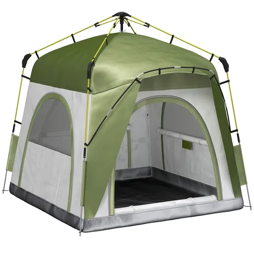 Outsunny Cort pentru Camping cu 2 Locuri, Cort cu Ușă, 3 Ferestre cu Plasă și Geantă pentru Transport, 240x240x199 cm, Verde | Aosom Romania