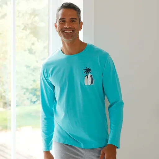 Cămașă de pijama cu mâneci lungi, motiv surf