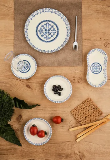 Set de mic dejun, Hermia, 721NBL3160,  Placă de barcă: 19 cm (2 bucăți), Albastru/Alb