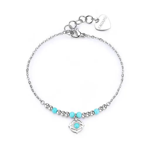 S'Agapõ Brățară de oțel cu turcoaz pentru femei Ochi de Dumnezeu Witch SWH11