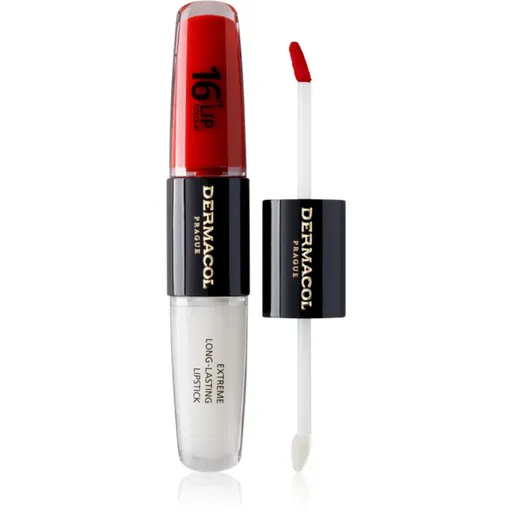 Dermacol 16H Lip Colour ruj rezistent si luciu de buze. culoare 04 Revenge Red 2x4 ml