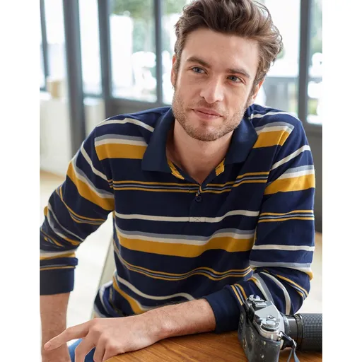 Tricou polo cu mânecă lungă și dungi