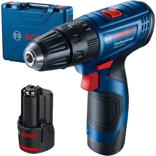 Masina de gaurit si insurubat, Bosch GSB 120-LI 06019G8100, cu percutie cu 2 acumulatori, Li-Ion, 12 V, 2 Ah, 30 Nm, led iluminare, valiza plastic