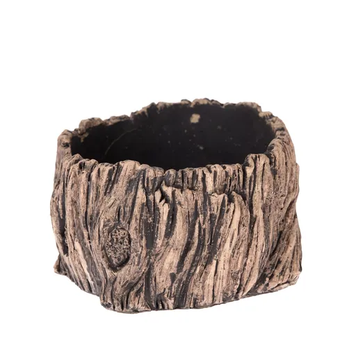 Ghiveci din beton Decor scoarță de copac, maro, 17 x 10 cm, maro, diam. 17 cm