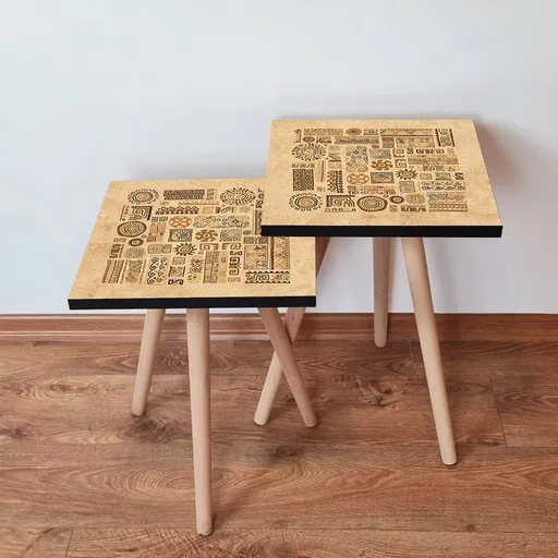 Set masute 2 piese, Hanah Home, 2Shp153, Bej/Maro