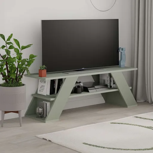 Comoda TV, Hanah Home, Farfalla, 120x40x33.5 cm, Verde cenusiu