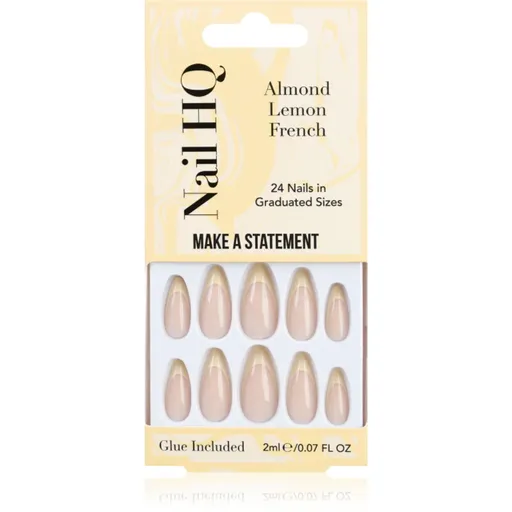 Nail HQ Almond Lemon French unghii artificiale cu lipici 24 buc