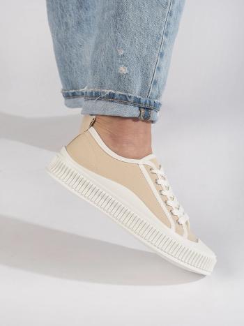 Adidași trendy pentru femei de culoare bej fără toc