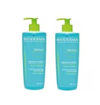 Bioderma Gel spumant de curățare pentru ten mixt până la gras Sébium Gel Moussant (Purifying And Foaming Gel) 500 ml+500 ml