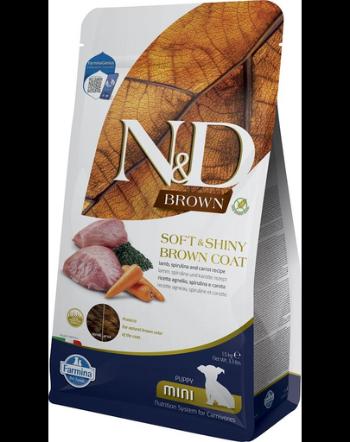 FARMINA N&amp;D Brown Dog Puppy Mini Lamb, Spirulina, Carrot 1,5 kg Mancare catei cu blana maro, cu miel