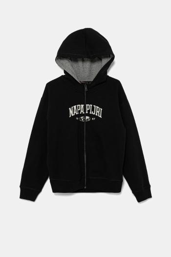 Napapijri gyerek felső B-INOT fekete, nyomott mintás, kapucnis, NP0A891E9411