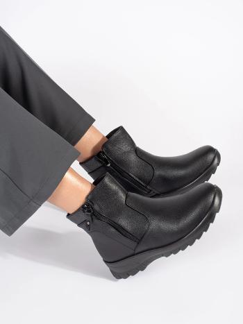 Botine negre confortabile pentru femei fără toc