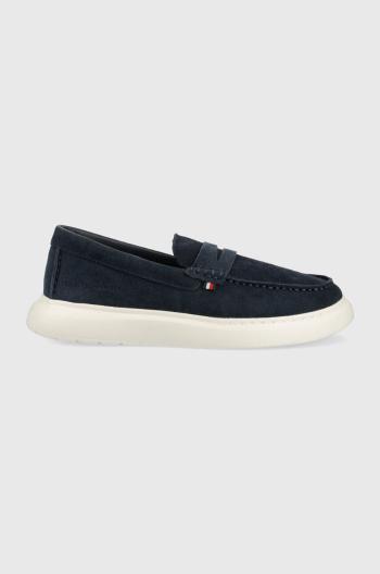 Semišové mokasíny Tommy Hilfiger TOMMY HILFIGER HYBRID LOAFER pánské, tmavomodrá barva, FM0FM04440