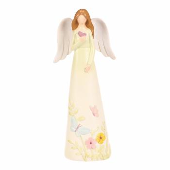 Decorațiune floare înger figurină, galben , 9 x 6x 21, polyresin, galben