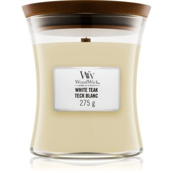 Woodwick White Teak lumânare parfumată  cu fitil din lemn 275 g