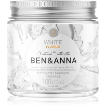 BEN&ANNA Natural Toothpaste White Fluoride pastă de dinți în borcan de sticlă cu flor 100 ml