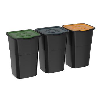 Coș pentru selectare deșeuri Eco 3 Master 50 l BLACK, 3 buc