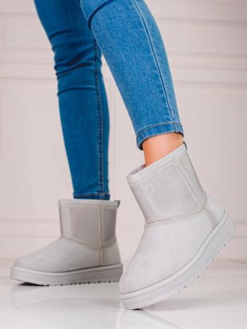 Cizme de zăpadă trendy pentru femei gri fără toc