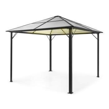 Blumfeldt Pantheon Solid Sky Ambient Solar, pavilion cu acoperiș gri, 3 × 3 m, policarbonat, aluminiu, iluminat