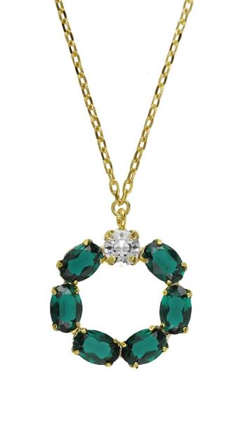 Victoria Cruz Moderní pozlacený náhrdelník s krystaly Harmony A4687-20DG