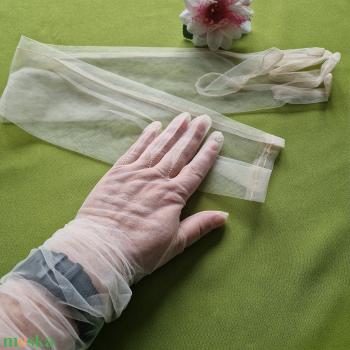 ESKÜVŐ KTY26 - 70cm-es barack színű organza hagyományos kesztyű