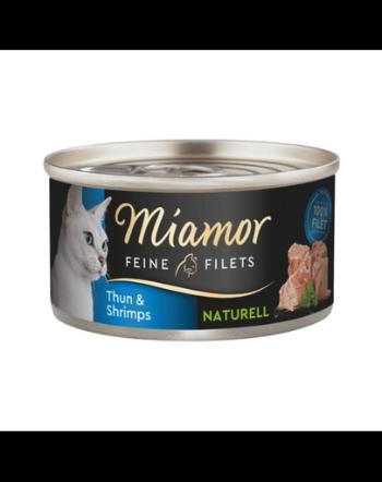 MIAMOR Feine Filets Naturell Tuna&amp;Shrimps 80g ton si creveti in sos propriu, hrana pisica