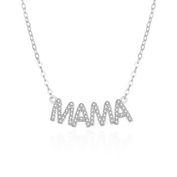 Agato Colier din argint cu pietre de zircon Mamă N013W (lănțișor, pandantiv)